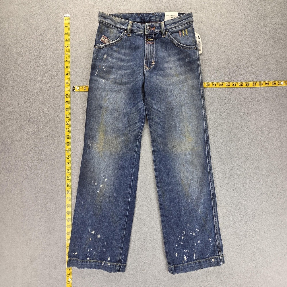 Vintage Diesel Jeans Boys 10 Blue Pumix‎ Regular Straight Paint Splatter Dirty